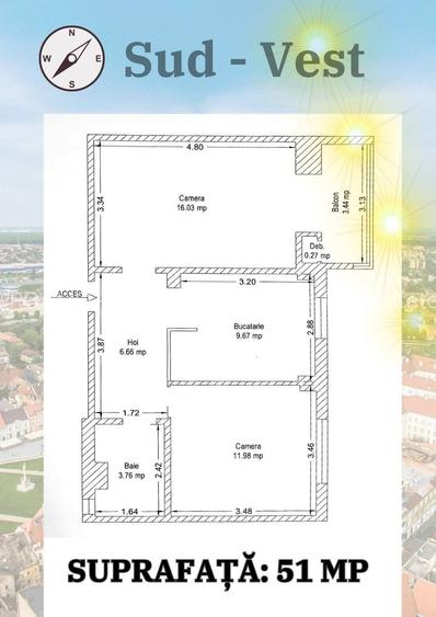 Apartament 2 camere, decomandat, aproape de Iulius Mall - 6