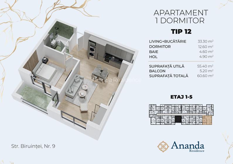 Apartament 1 dormitor la cheie | Centrală proprie | Ananda Residence Faza 2 - 1