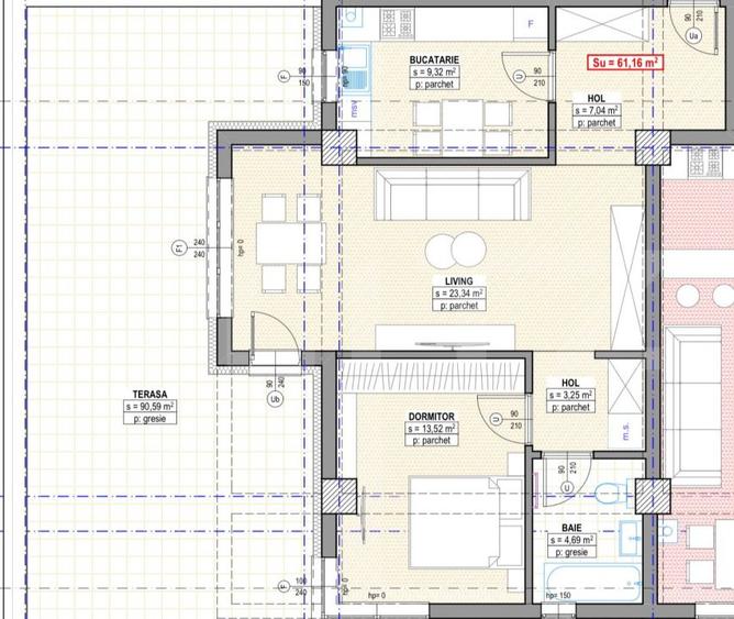 Apartament 3 camere, 61 mp, cu terasa de 77 mp, plata la dezvoltator, Suceava