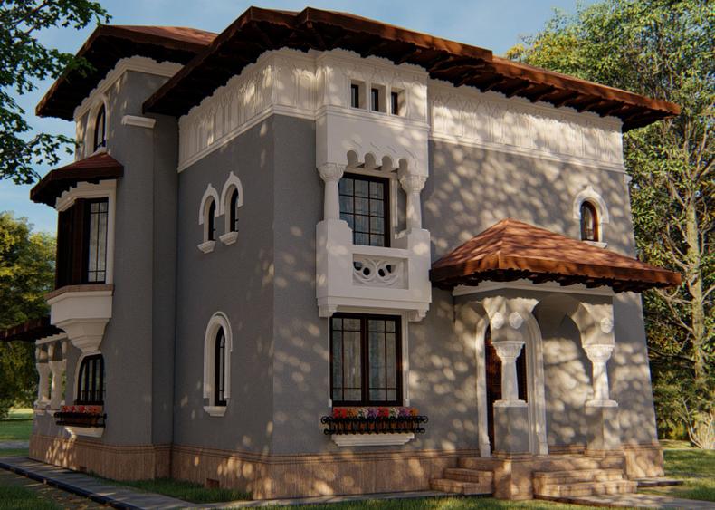 Lac Străulești | Casă în STIL NEOROMÂNESC | Proiect unic | S+P+E+M |Curte 549 mp