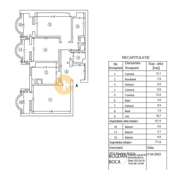 Ultracentral - 3 camere - 2 bai - etaj 3/4 - renovat + Boxa subsol - 10