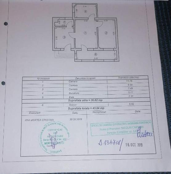 Apartament  cu 3 camere, semidecomandat,  situat la parter, în zona Tomis Nord