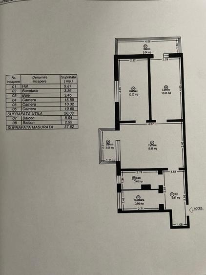 Proprietar, apartament cu 3 camere, 57,62 mp, centrala, Parc Padurice