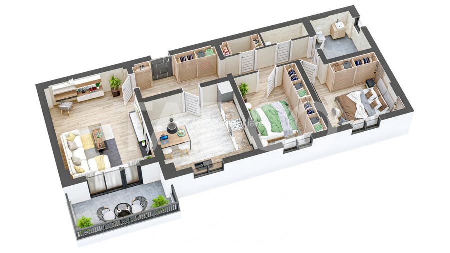 Apartament 84 mpu 3 camere decomandate 2 bai balcon Sibiu COMISION 0% - 4