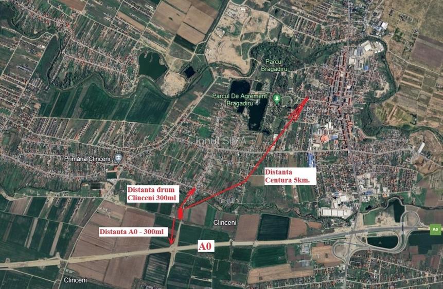 Teren 2117 mp Clinceni Bragadiru – lângă A0 – împrejmuit, utilități + container - 2