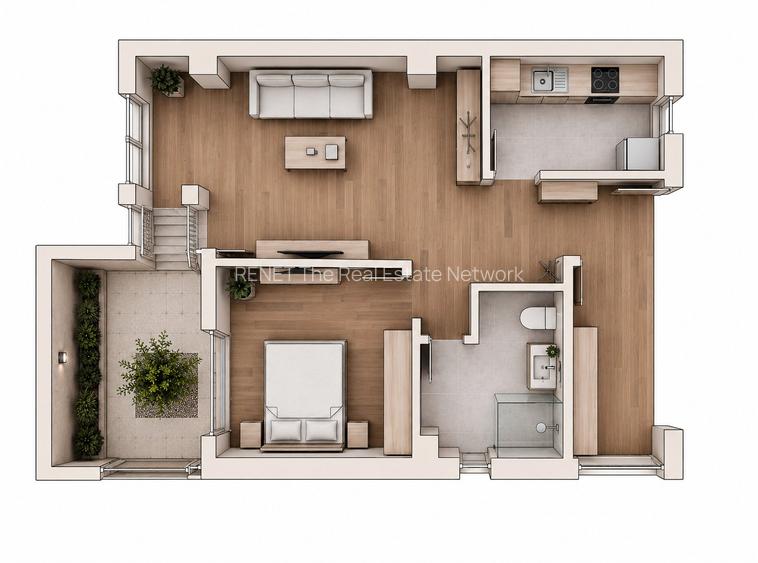 2 camere decomandat, Curte privata 52 mp, Centrala proprie, Metrou Laminorului - 1