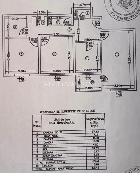 Apartament 3 camere decomandat 65 mp utili Bloc 1984 reabilitat - 22
