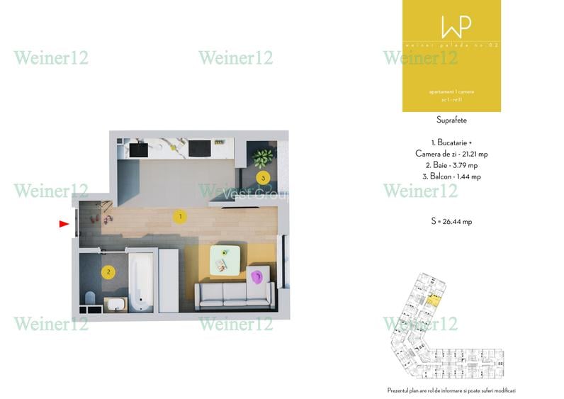 Garsoniere Direct Dezvoltator Proiect Weiner2 Militari TVA 21% inclus VestGroup - 3