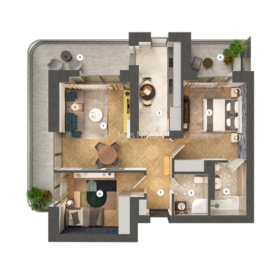 Apartament cu 3 camere - Tip 3I - 12