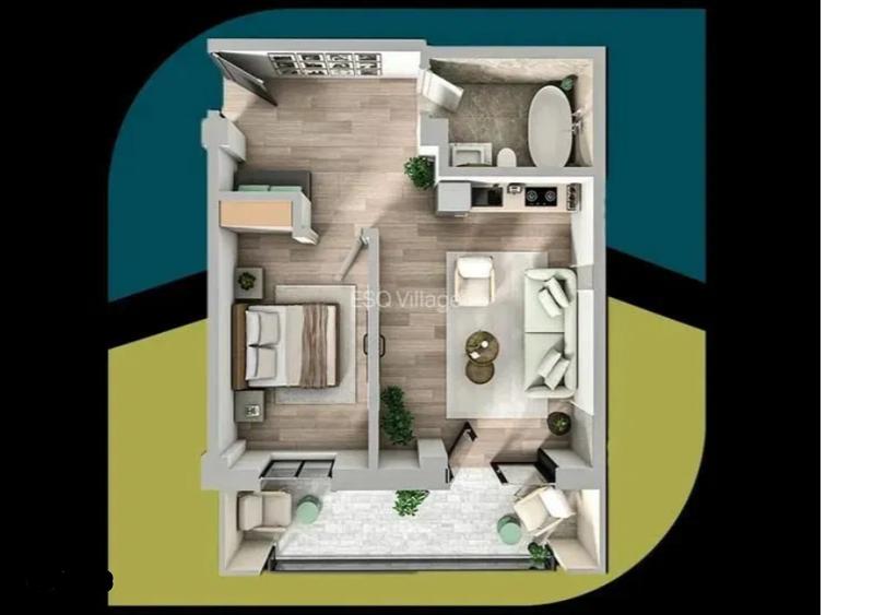 ESQ VILLAGE 3 zona Galata, ap. 2 cam tip 1,disponibil pe etajul 1 si 2