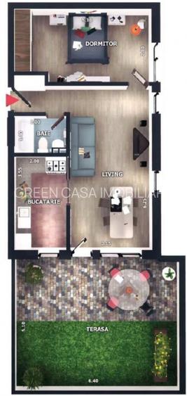 Apartament 2 camere, terasa 32,5mp, zona Vivo, Floresti - 4