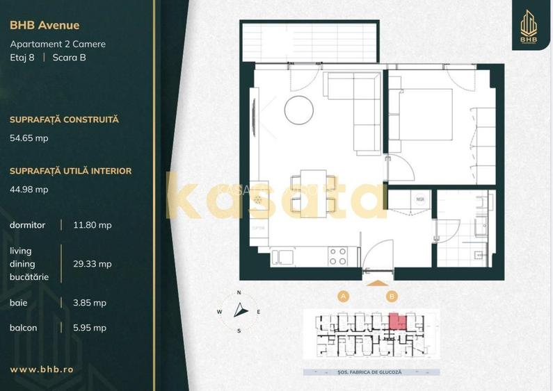 Apartament 2 camere LUX | Parcare | BHB | 249 000 + TVA - 19