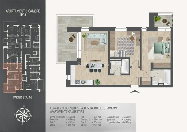Apartament 3 camere, metrou și facilități urbane - 8