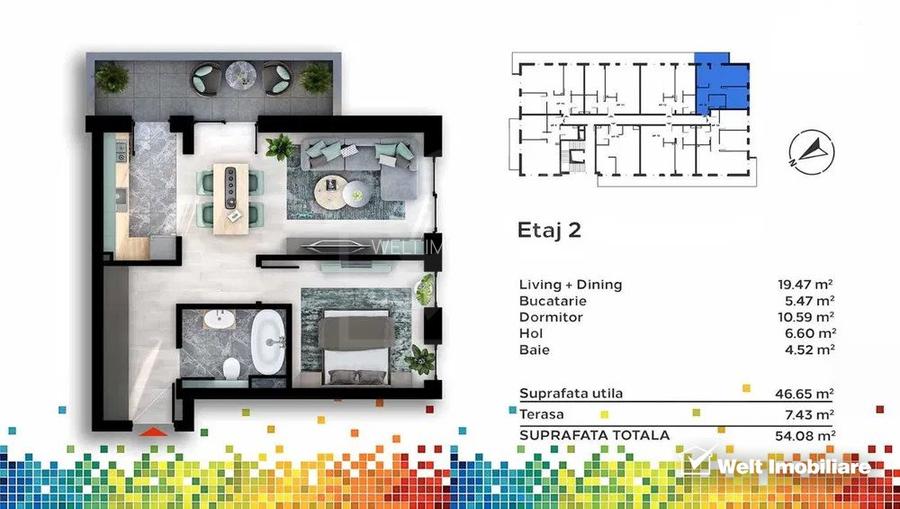 Apartament semifinisat in bloc nou, parcare subterana, IRIS - 3