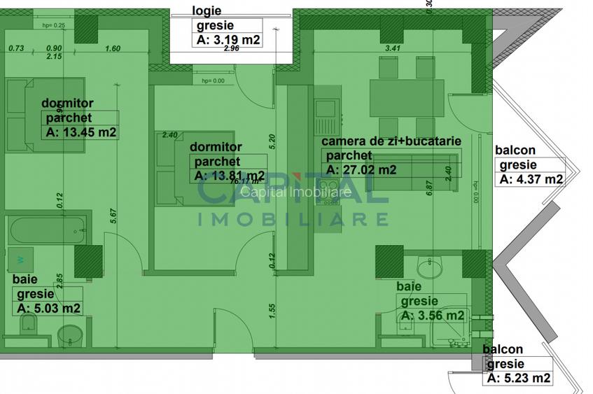 Apartament de vanzare in bloc nou, 3 camere, etaj 2, lift, comision 0% - 2