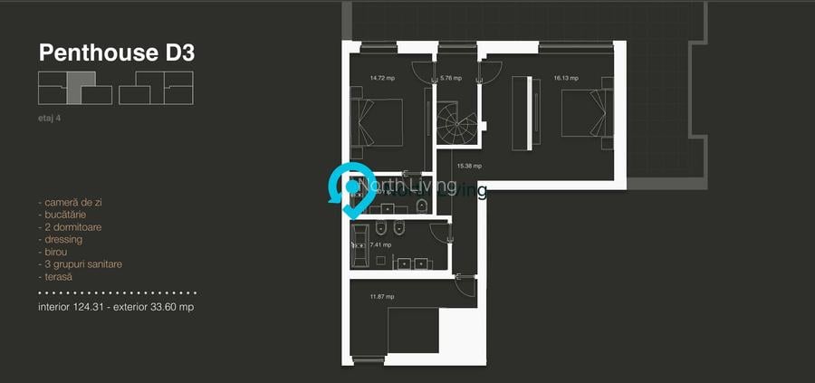 Penthouse 3 Camere LUX cu View | Terasa Spectaculoasa | Iancu Nicolae - 4