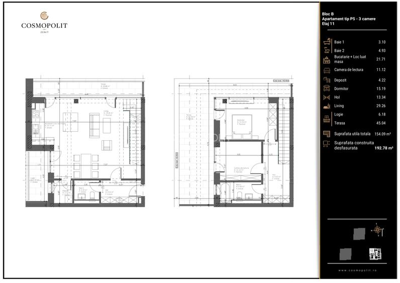Penthouse de 3 camere cu panoramă spectaculoasă – COSMOPOLIT - Răcădau - 3