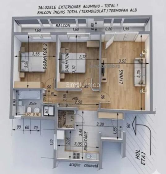 Decomandat parcare 3 camere renovat - 1