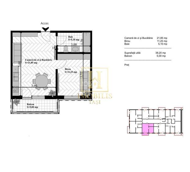 Apartament NOU 2 camere open space 43 mp Bucium 66500 euro - 7