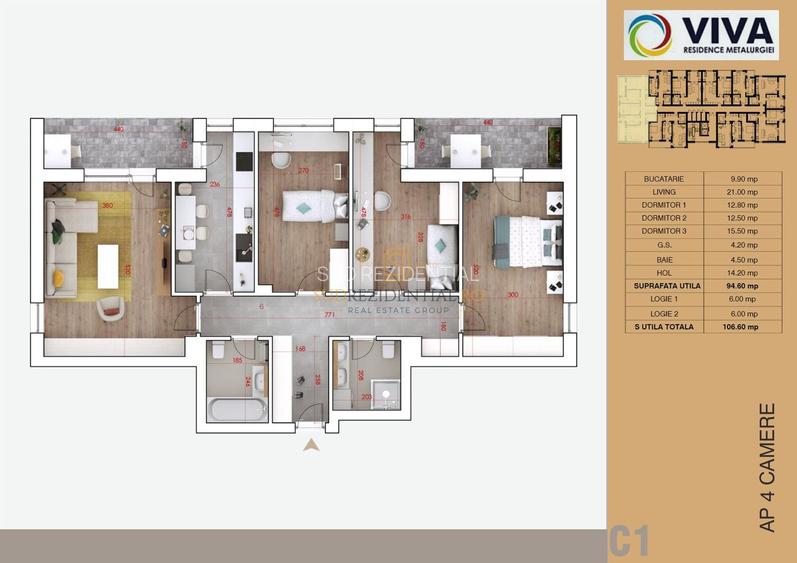 Nou! 4 camere decomandate, 106 mp, 2 balcoane, Aparatorii Patriei - 1