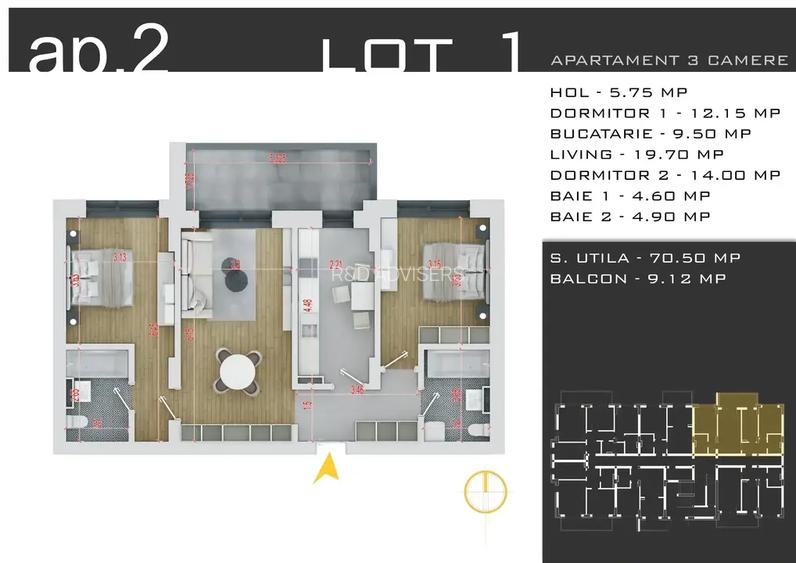 BLACK FRIDAY Direct Dezvoltator Apartament 3 Camere PARCARE INCLUSA - 2