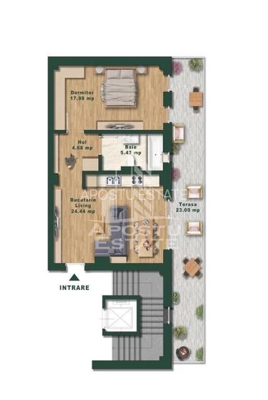 Apartament cu 2 camere de vanzare, open-space, Zona Torontalului - 5