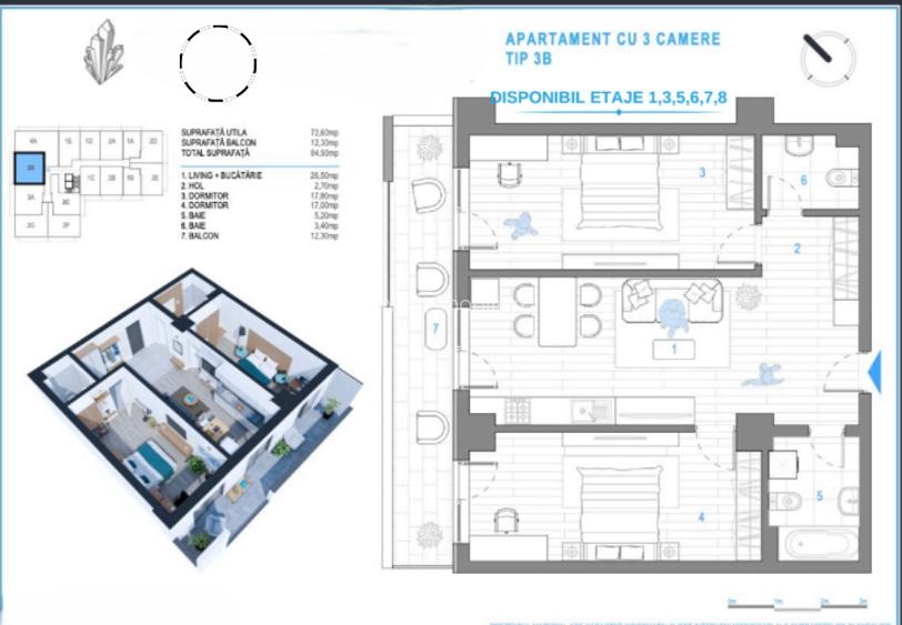 COMISION 0% , NICOLINA , 3 CAMERE , ETAJ INTEREMEDIAR, 85 MP SUPRAFATA - 2