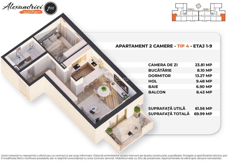 Apartament 2 camere decomandat, luminos- bloc nou- suprafata generoasa - 7
