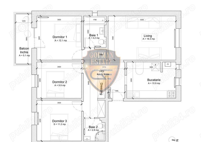 Vand apartament 4 camere decomandate, Faleza Nord   Constanta, Strada Unirii - 2
