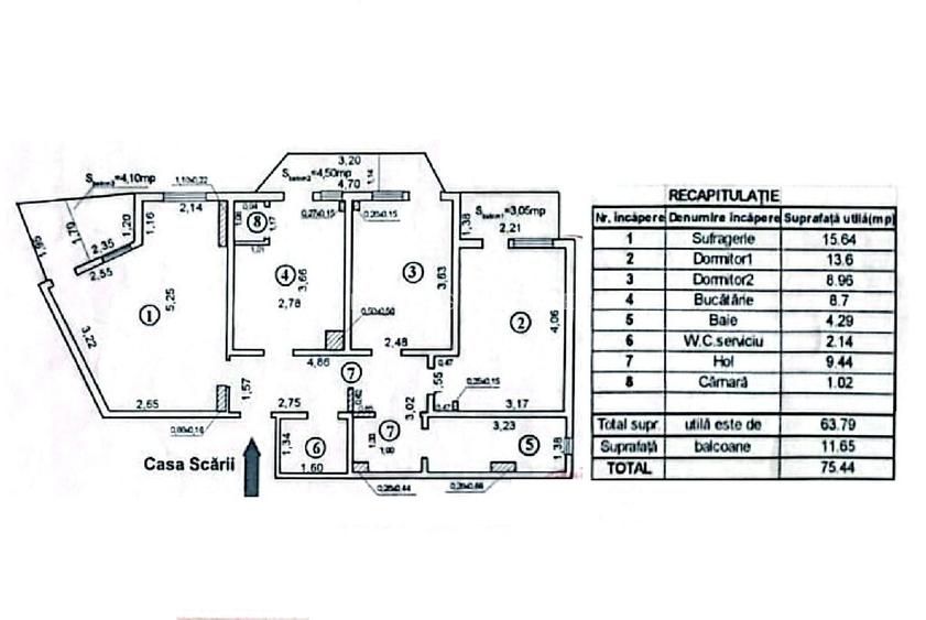 3 camere decomandat, 75 mp, renovat, mobilat – Doja | Etaj 2 - 2
