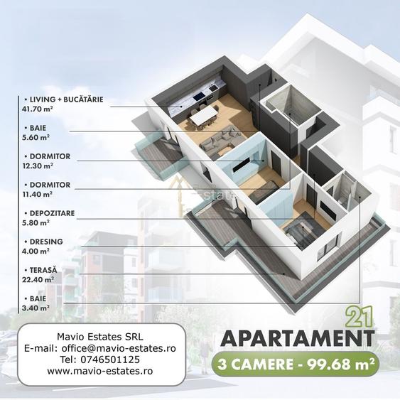 Satu Mare, Micro 17, Penthouse cu 2 dormitoare in complex nou - 3