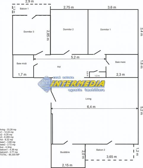 Apartament cu 4 camere decomandat etaj 3 Cetate - 6