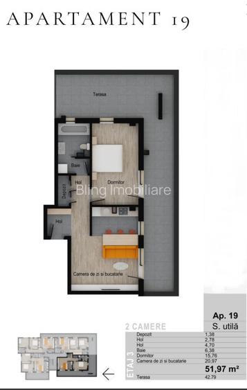 Apartament de 2 camere FINISAT 51,97 mp, terasa 42,79 mp, zona Muzeul Apei - 10