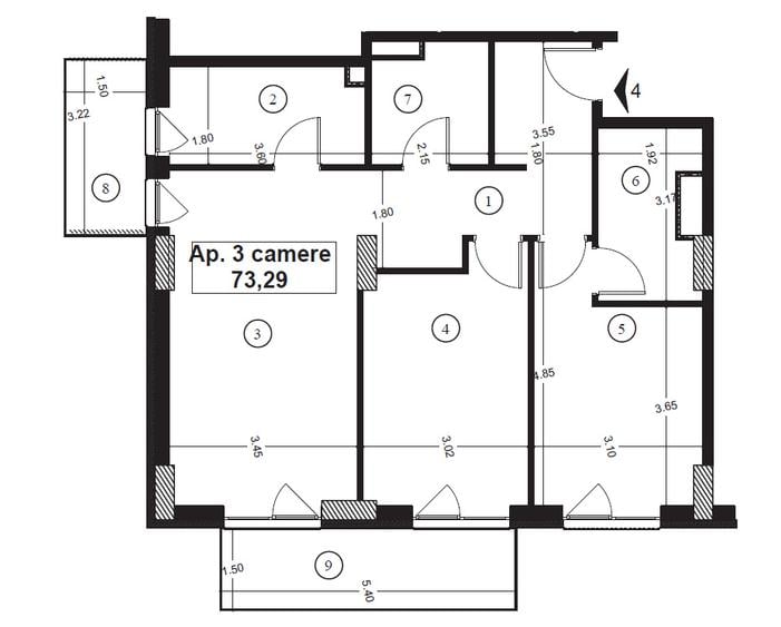 Apartament 3 Camere, 2 băi, 76mp + Balcon 11,66mp | Elite City, Mărăști