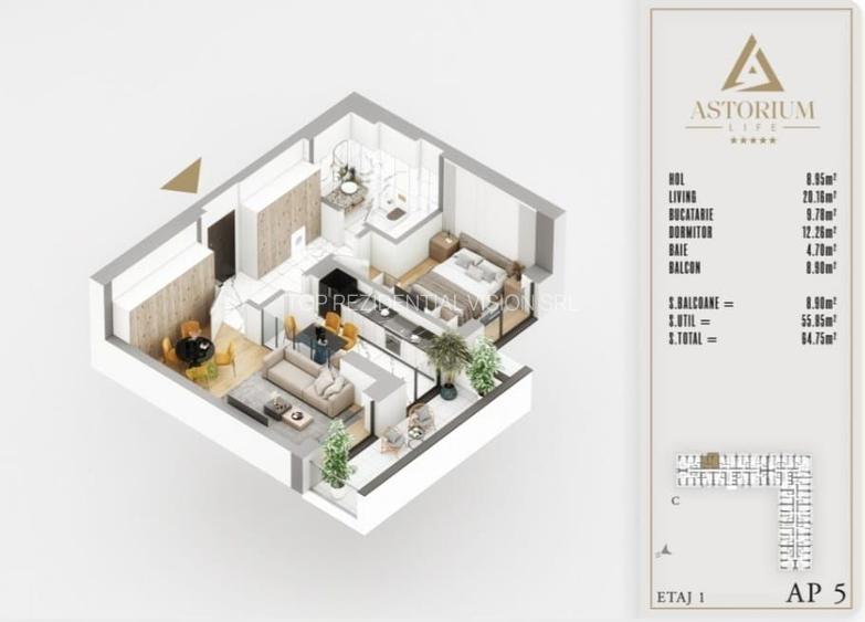 AP. 2CAM. DECOMANDAT - ETAJ 1,POZITIONAT PE EST / ASTORIUM LIFE! - 6