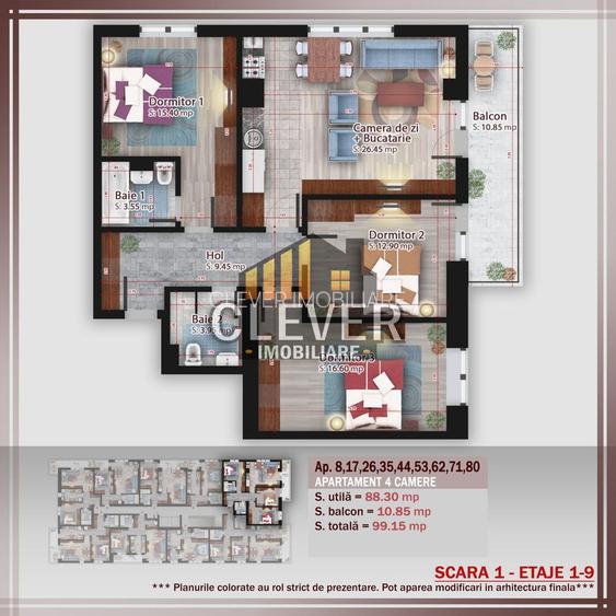 Apartament 4 camere Pallady,  Comision 0, Metrou Teclu - 1