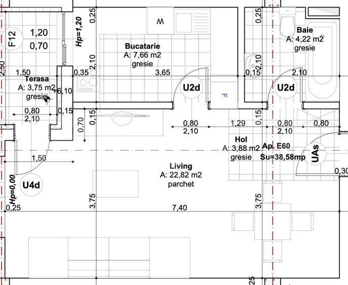 Apartament 1 cameră, 38.58 mp, zona Lipovei
