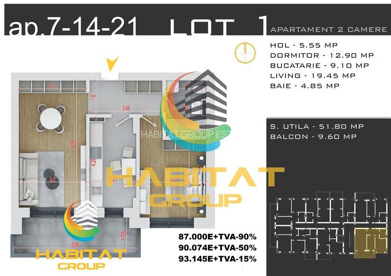 Pallady 2 camere decomandat 62 mp + loc parcare gratuit - 2