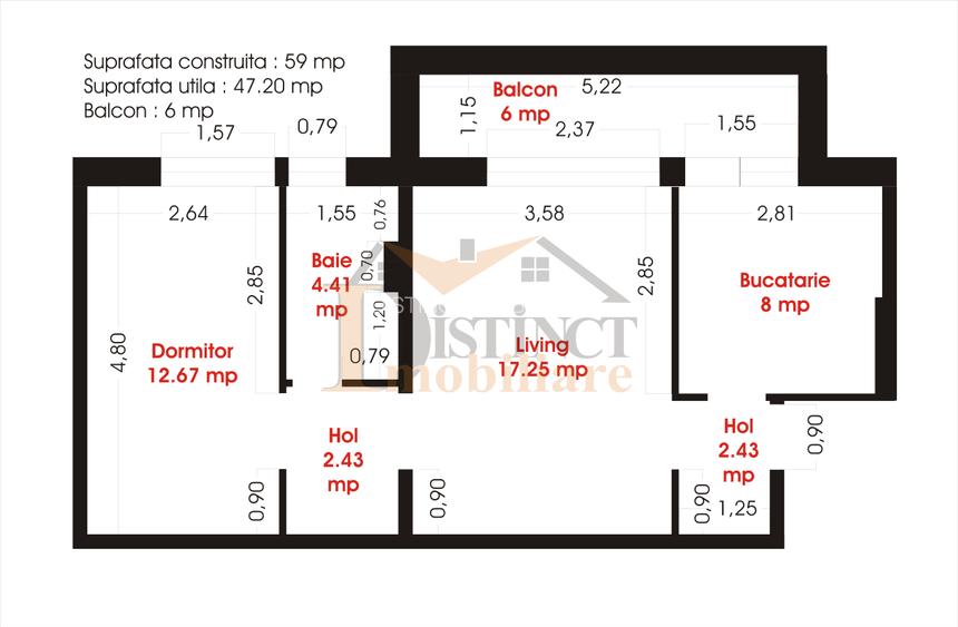 Vanzare 2 camere, 46 mp, Tractorul, zona 13 Decembrie - O. Goga - 1