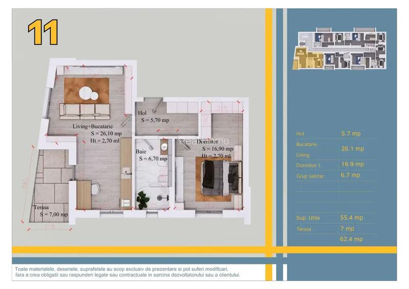 2 camere 55.4 mp utili + balcon 7 mp Ansamblu nou Sector 3–Pallady - 3