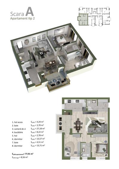 CONFORT ABSOLUT: 3 Camere + parcare + boxă. Totul inclus în Ansamblul Privat GA5 - 1