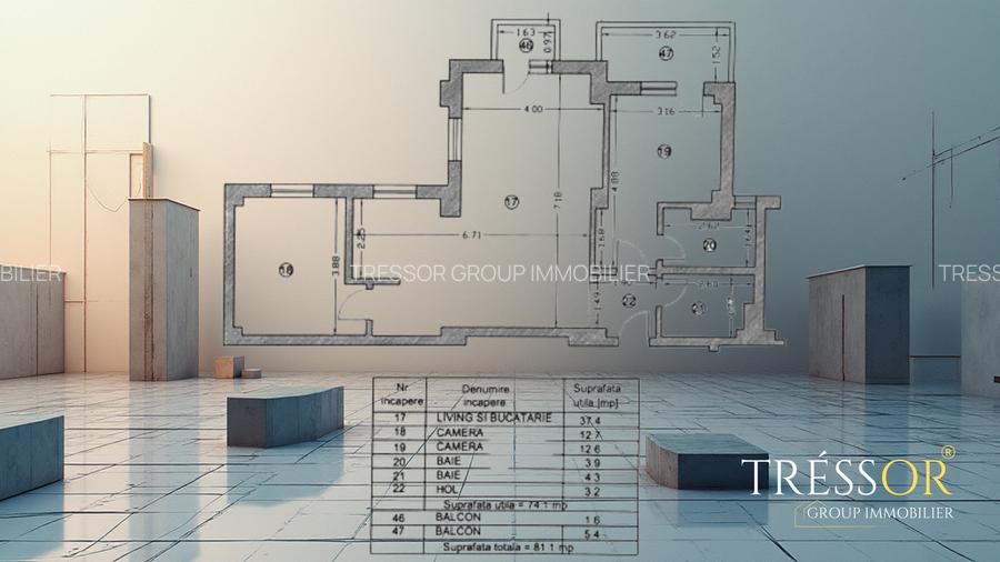 3 camere/mobilat, 81 mp, 2 balcoane, 2 băi, bloc nou - 2