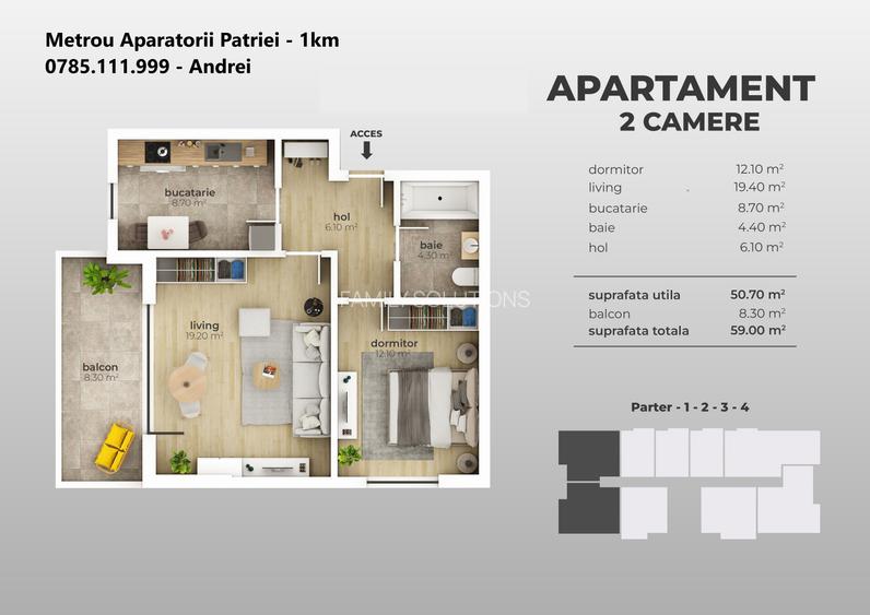 Metrou Aparatorii Patriei (1km) - garsoniera cu curte proprie - 5