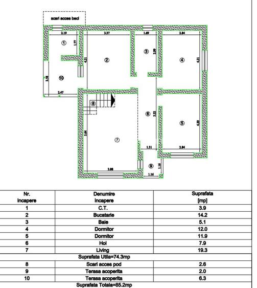 CASA INDIVIDUALA , 3 CAMERE, BECI,  PLACA DE BETON PESTE ETAJ , TOMESTI - 13