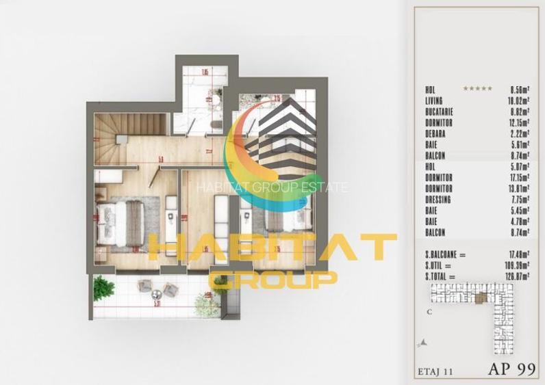 4 camere Pallady nou duplex 127 mp PREMIUM Parcul Teilor - 7