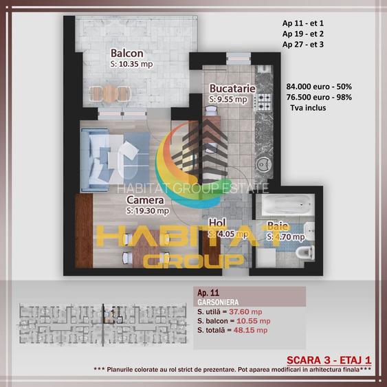 Pallady-Parcul Teilor-Gars, dec, 48.15 mp, etaj 1 din 3 - 5