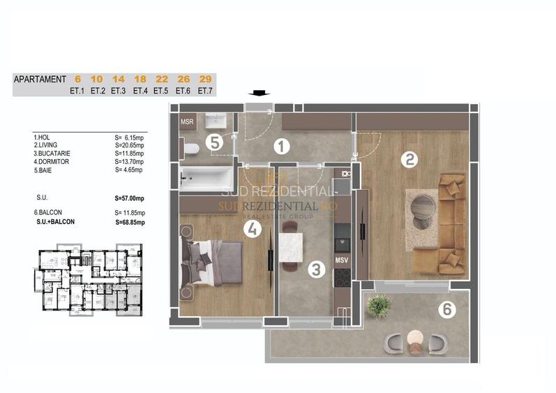 Apartament modern,2 camere,decomandat,acces rapid metrou Piata Sudului - 1