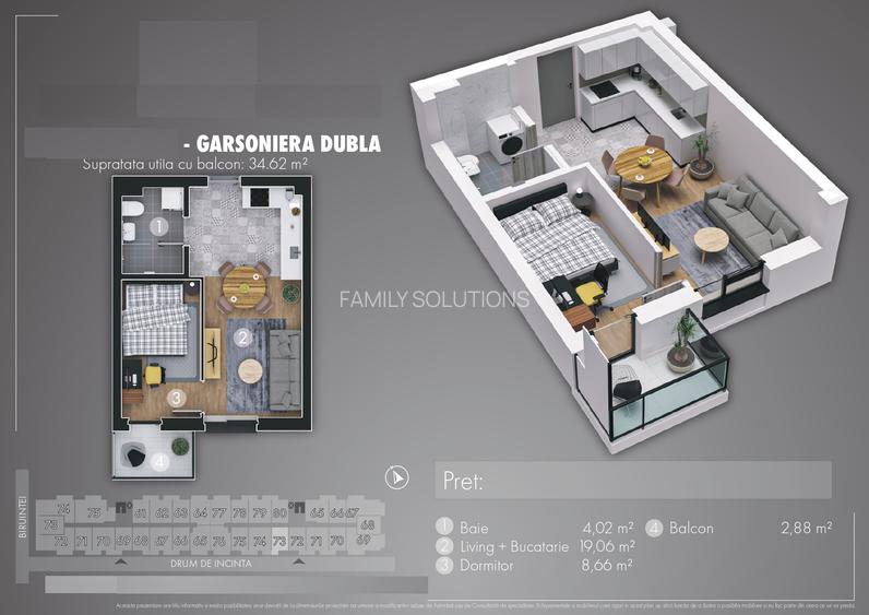 2 camere studio – TVA0%-mobilat/utilat/parcare-250m de Metrou-10%randament - 18