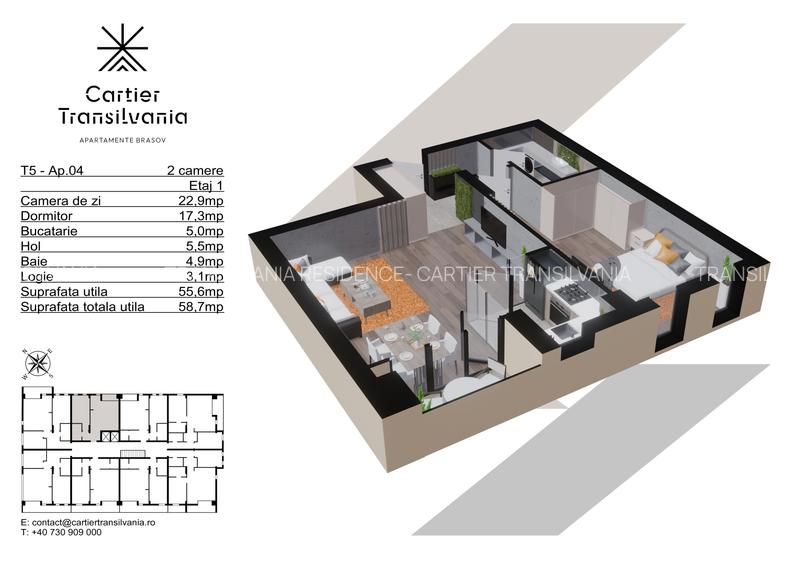 TRANSILVANIA RESIDENCE APARTAMENT 2 CAMERE FATADA VENTILATA - 14