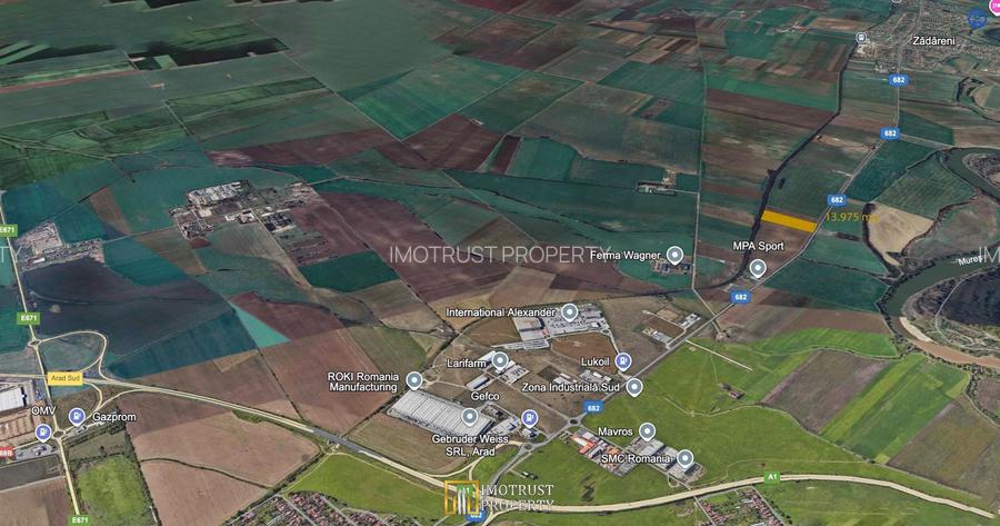 Teren industrial 13.975 mp – Zona Industrială Sud Arad, acces rapid A1 - 3